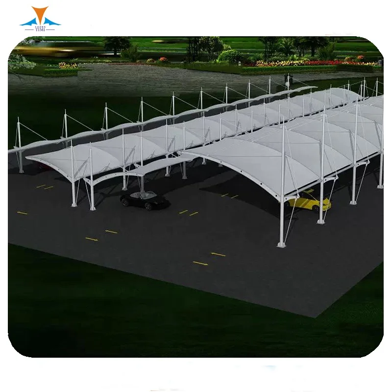 new style high membrane tensile fabric steel frame car parking shade