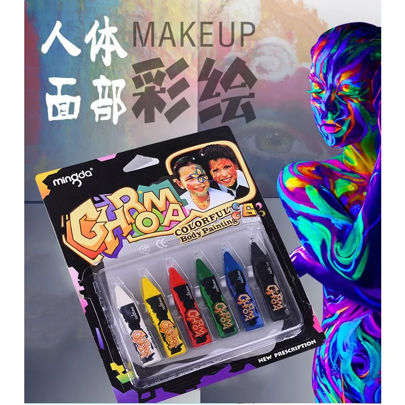 6 Colors Face Body Painting Pencils Paint Crayon Pen Stick Splicing Structure For Christmas Halloween Party Makeup Decoration