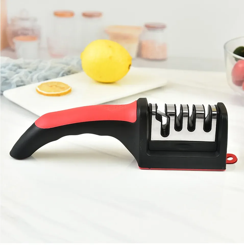 Professional Mini Manual Stainless Steel 3 Stage Kitchen Handheld Knife Sharpener