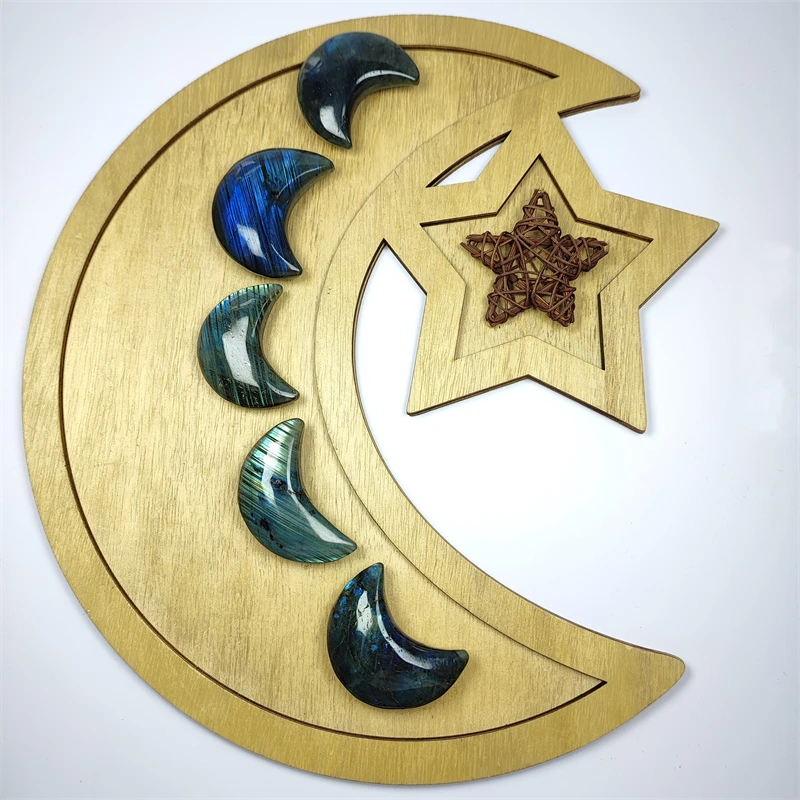 High Quality Crystals Healing Stone Blue Flash Moon Labradorite palm stone For Decoration
