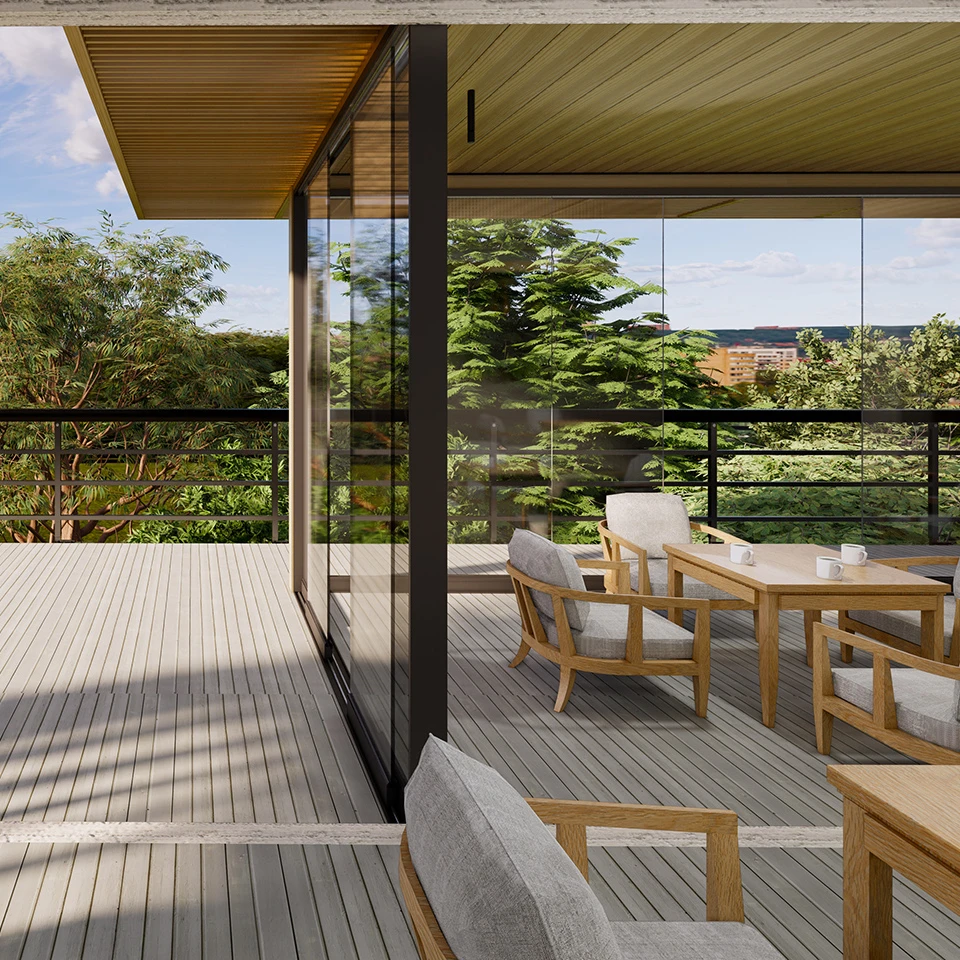 Professional Waterproof Windproof Glass Doors System Pergola Bioclimatique Outdoor Gazebo