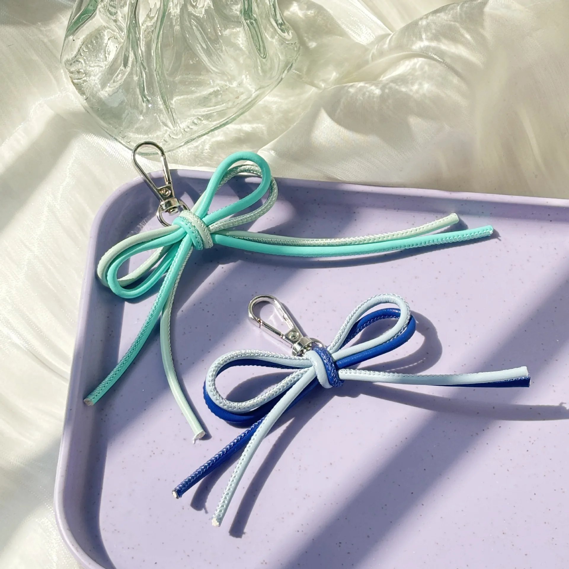 PU Simple Rope Knot Bow Knot Key Ring Hanging Bag Pendant  Cute Car Key Keychain