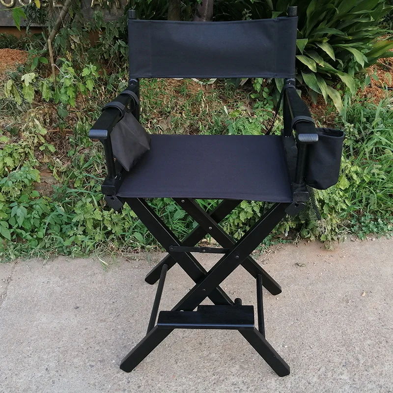 Manufacturer supplier 44 inches custom print heavy duty artist used mac high outdoor wood folding makeup chair with logo