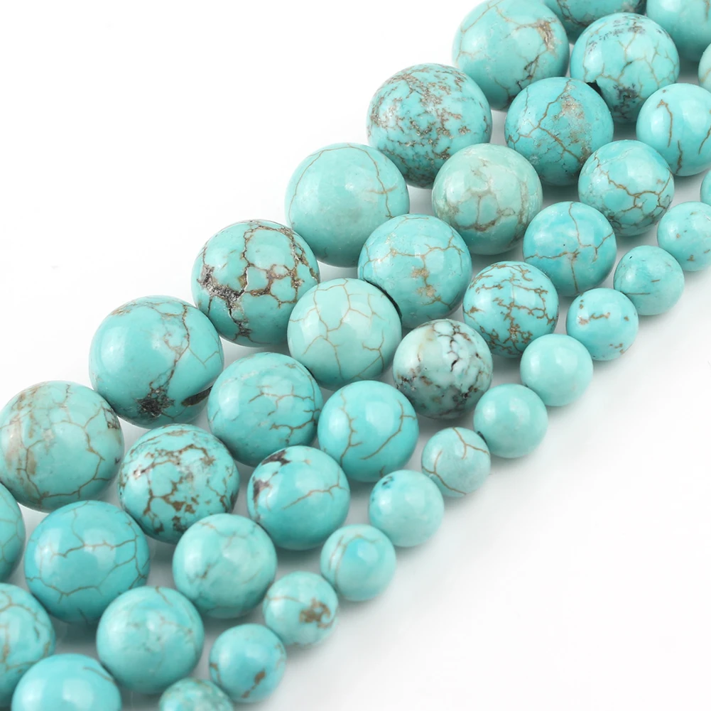 Wholesale 4/6/8/10/12MM Smooth/Matte Round Turquoise Stone Beads for Jewelry Making DIY
