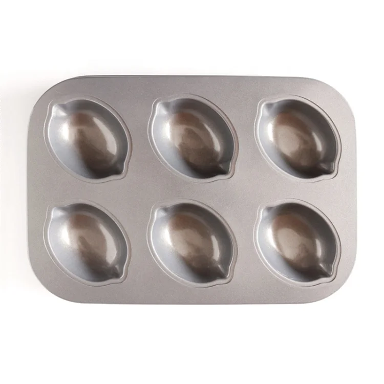 
Lemon Shape 6 Slots Steel Non-stick Baking Trays Dishes Pans for Baking Export to Japan 
