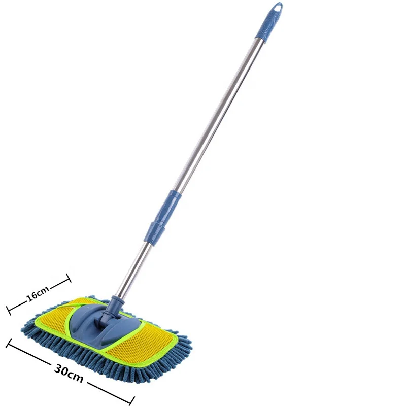 Car Cleaner Mop with Stretch Long Handle Soft Chenille Microfiber Car Wash Brush With Reusable Mop Pads