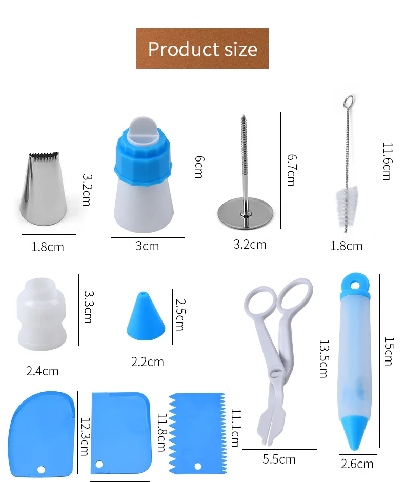 2022 Hot Sale 66 Pieces Tray Turntable Scraper Cakes Stencils Decorating Supplies Piping Bag Tools Full Set For Beginner