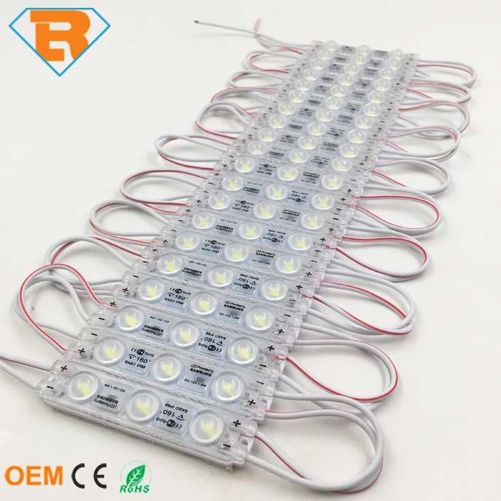 Ultrasonic Making Waterproof IP67 LED Module Light DC12V 3SMD 2835 1.5W With Optical Lens aluminum PCB