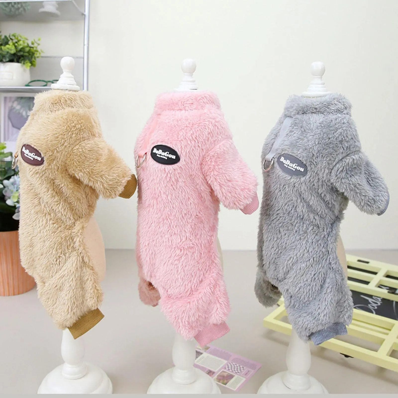 Warm four-legged dog jumpsuit clothes Dog Four Legs Warm Jumpsuits dog clothes with harness opening pet clothes ring
