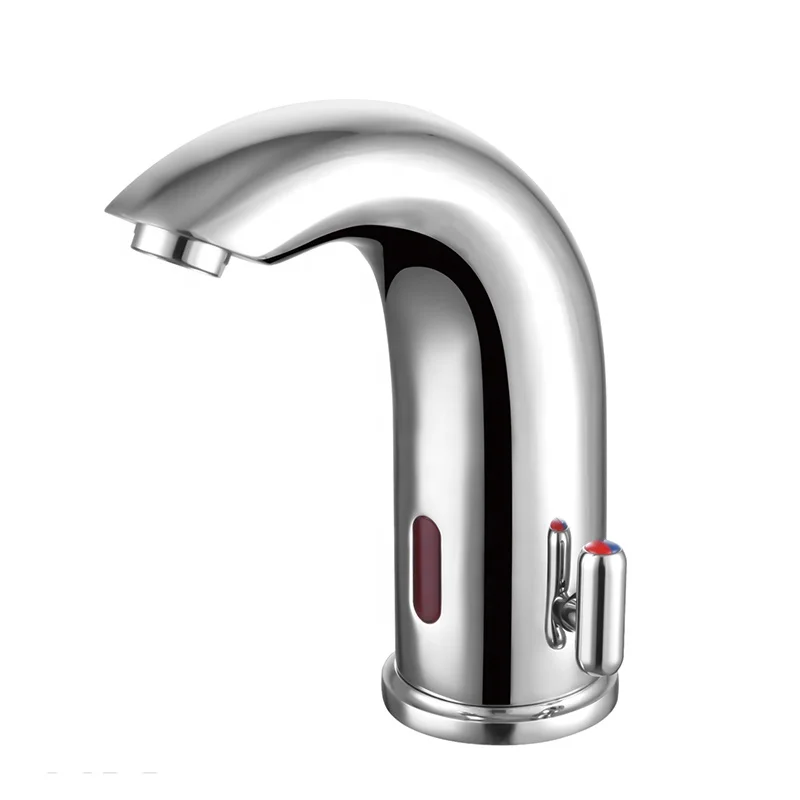 Electronic Infrared Hands Free Bathroom Basin Faucet Taps Chrome and Sensor Touchless Faucet Modern Contemporary Ceramic 5 Years