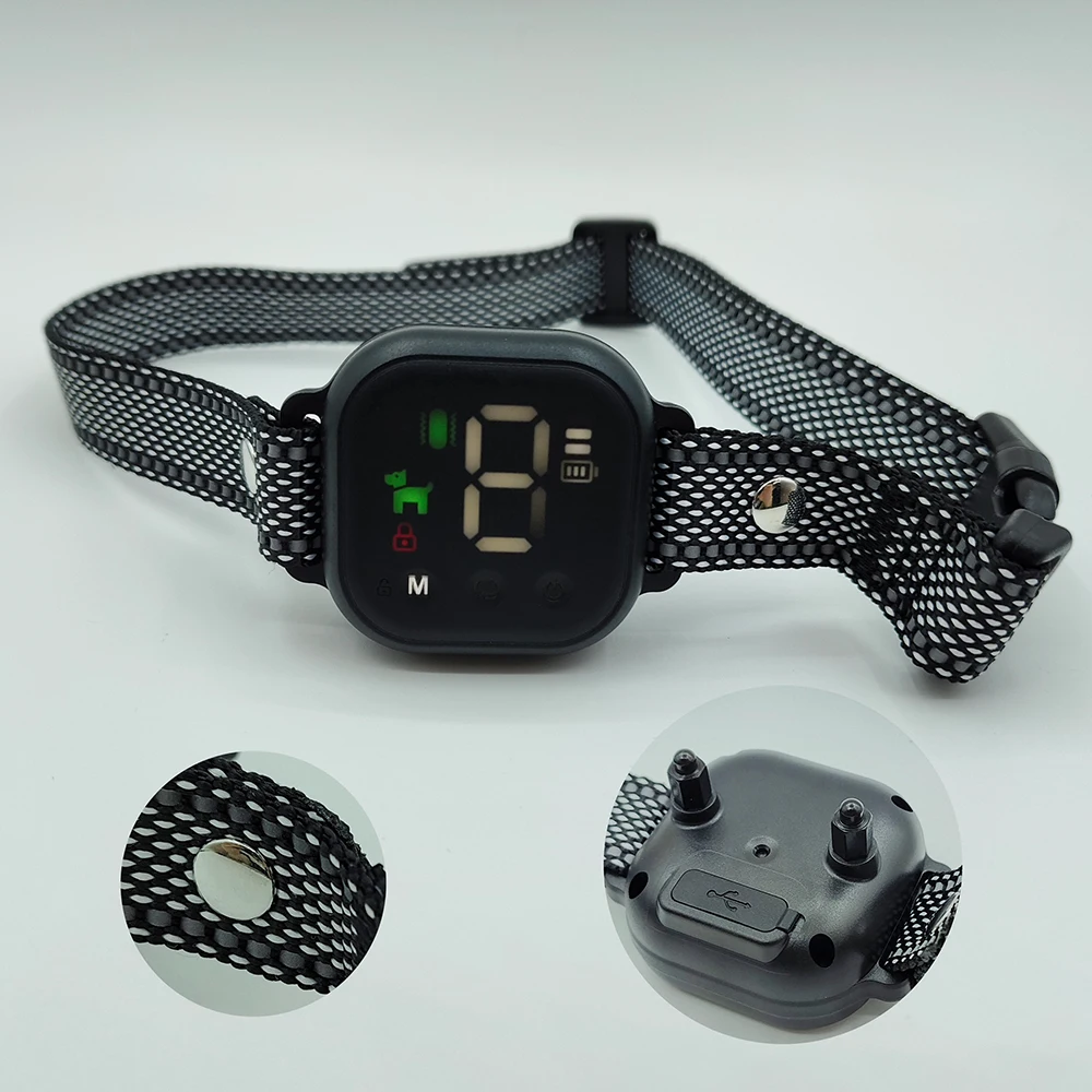 Colorful Touchscreen Bark Control Dog Training Collar with Sound Sensor Anti-Shock Vibration Features