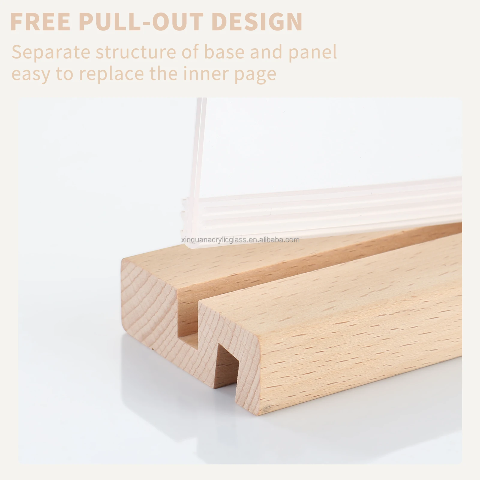 Transparent Acrylic Solid Wood Table Card Rack, Tabletop Display Stand T and L Shape Tabletop Stand for Drink and Dining Card