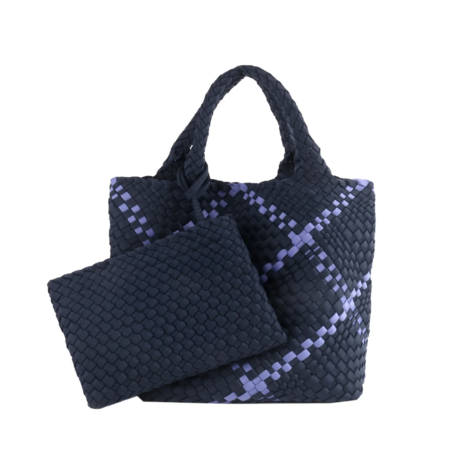 2023 New Product Wholesale Beach Bag Neoprene Woven Tote Bag Hand Make Weave Bag Handmade Neoprene Tote