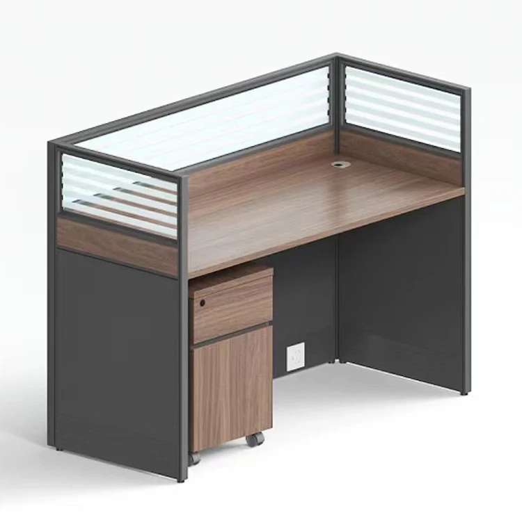 4 seater modular modern office staff table with high partition call centre office furniture