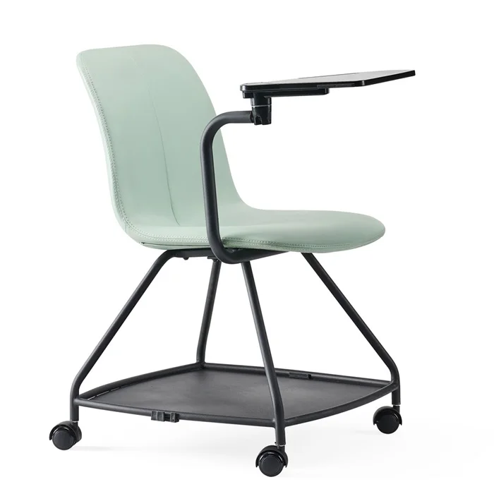 pu leather upholstery office and school conference meeting training room chair with wheel and writing pad