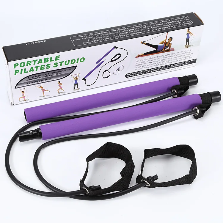 New product Portable Yoga exercise Pilates Stick with Resistance Band Pilates Bar