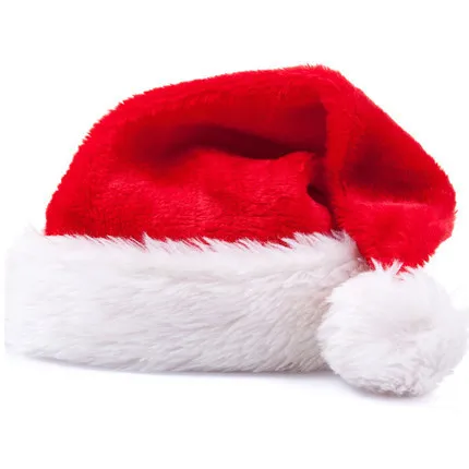Plush Red Velvet Plush Trim Christmas Costume Santa Christmas Hat For Adults