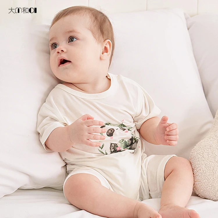 Baby jumpsuit summer thin short sleeved baby jumpsuit cute crawling suit newborn baby pullover boneless clothes