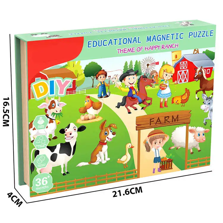 Kids Educational Magnetic Puzzle Toy Kit Baby Enlightenment Drawing Board Puzzle Game Toy DIY Assemble Dinosaur Series Toys