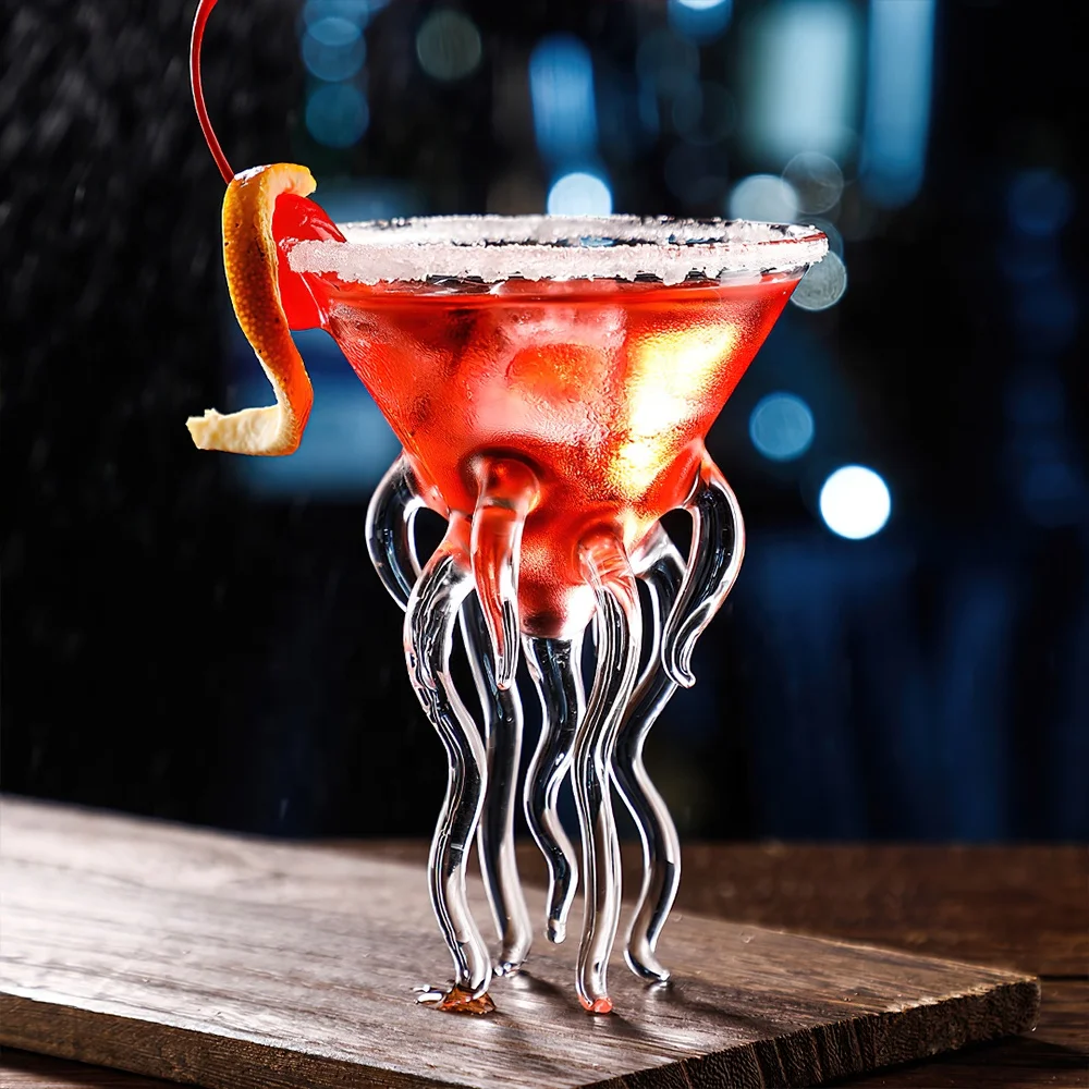 Creative Clear Jellyfish Cocktail Glass Goblet Bar Octopus Martini Glasses Cup