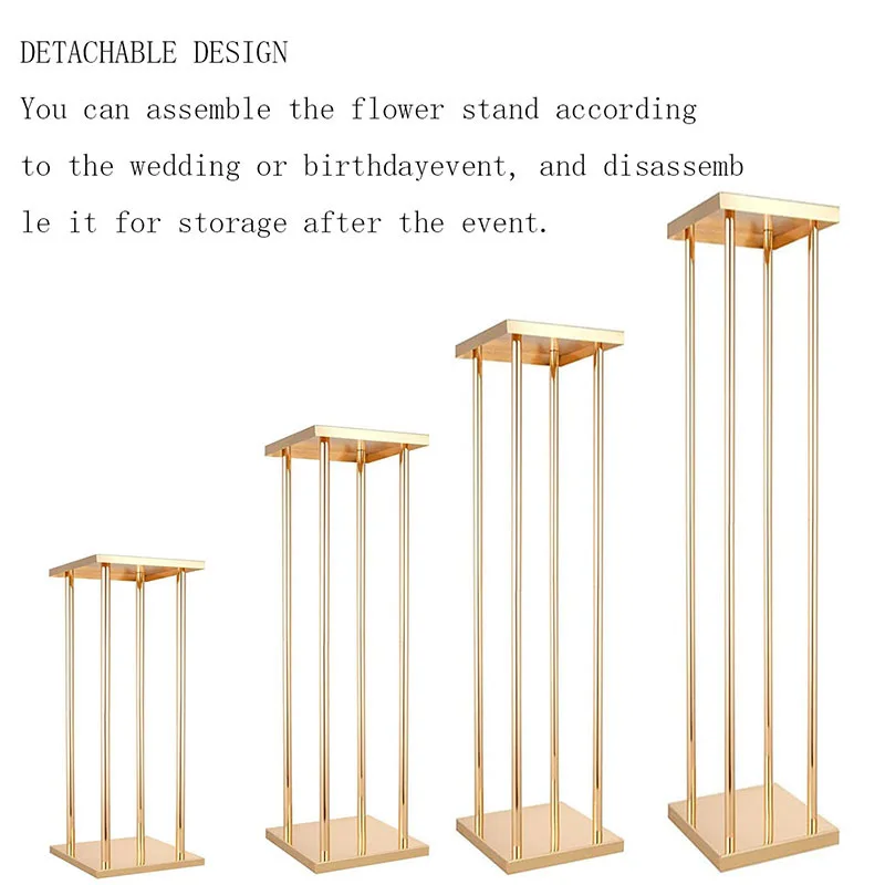 Flower Stand Centerpiece Rectangle Gold Wedding Table Centerpiece Metal Flower Stand For Wedding Decoration