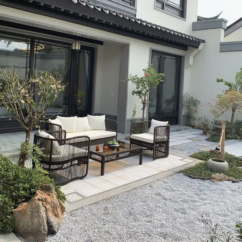 Outdoor Furniture Set Metal Leisure Rattan Sofa Courtyard Villa B&B Sales Department Garden Landscape Balcony Sofa Chair