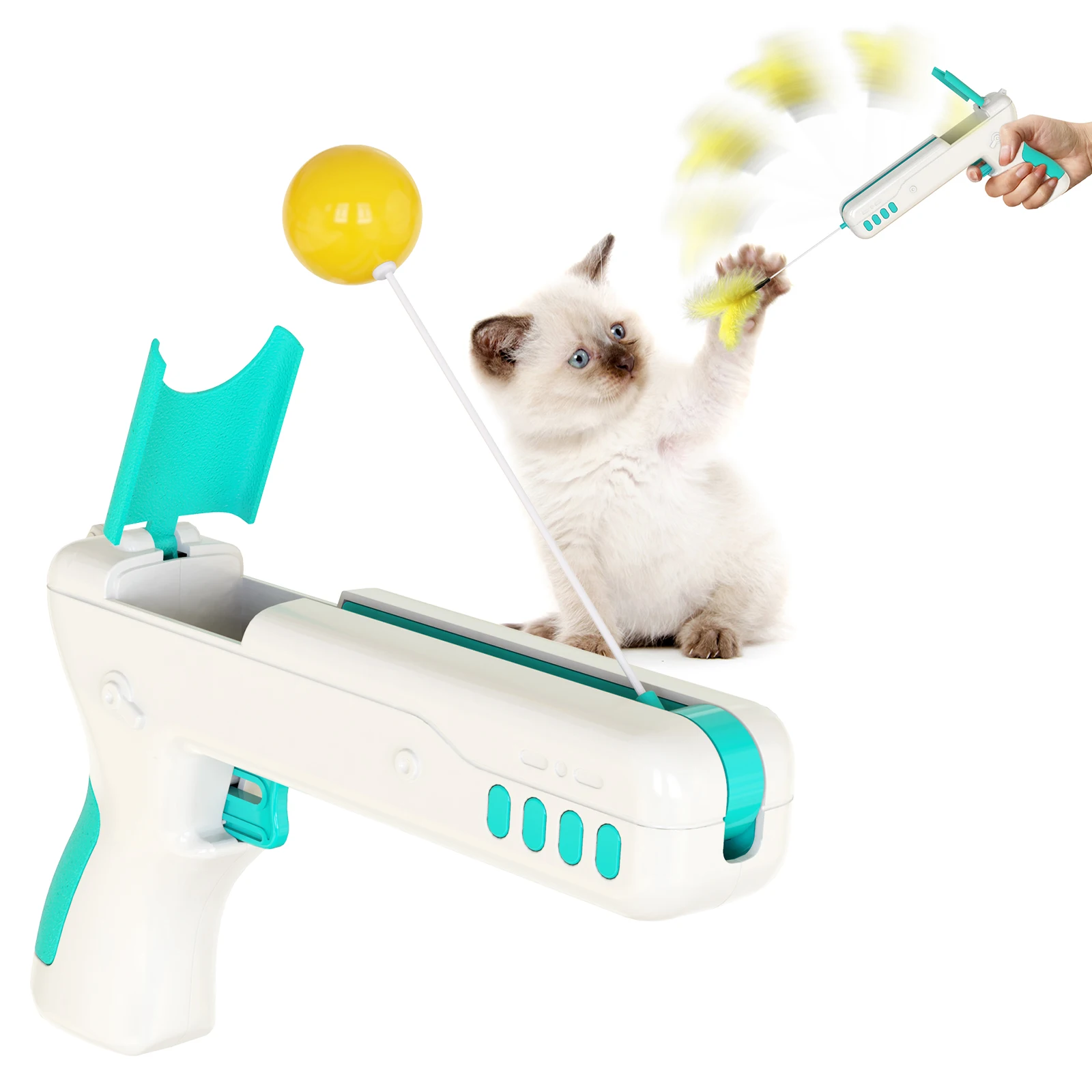  replacement plush one retractable wand cat feather teaser pack