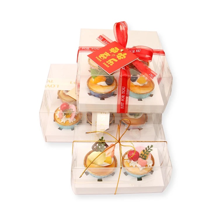 New Hot Items 4 Pack Cupcake Customized Size Pet Cake Cookie Portable Boxes Transparent