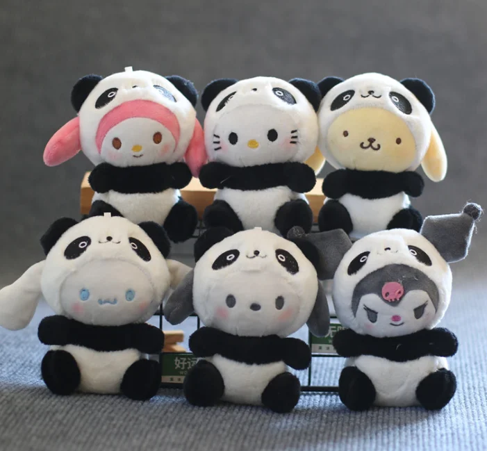 Мультфильм аниме Sanrios COS Panda серии плюшевая игрушка Kawaii Mymelody Cinnamorol Kuromi Pochacco Мягкая Плюшевая Кукла кулон