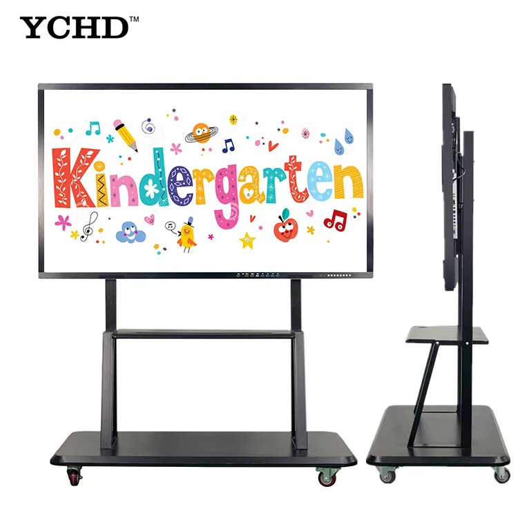 Educational equipment 55 inch UHD 4k all in one interactive flat panel touch screen smart whiteboard digital boards display