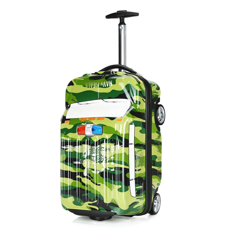 Модный новый кейс для посадки милый мультяшный автомобиль 911 Детский чемодан на колесиках однотонный