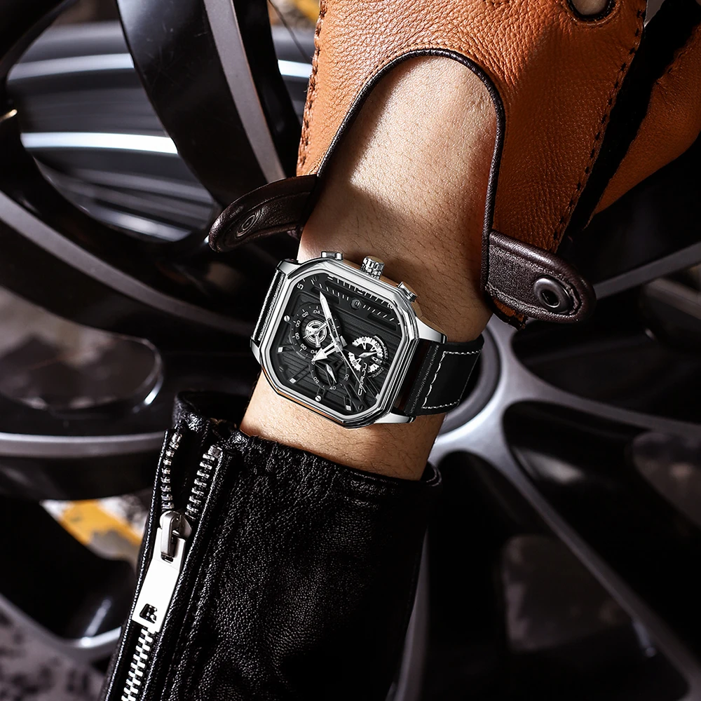 CRRJU 2022 new arrival  Design Luxury brand  Leather Wrist Band Waterproof Quartz Square Watch Relogio