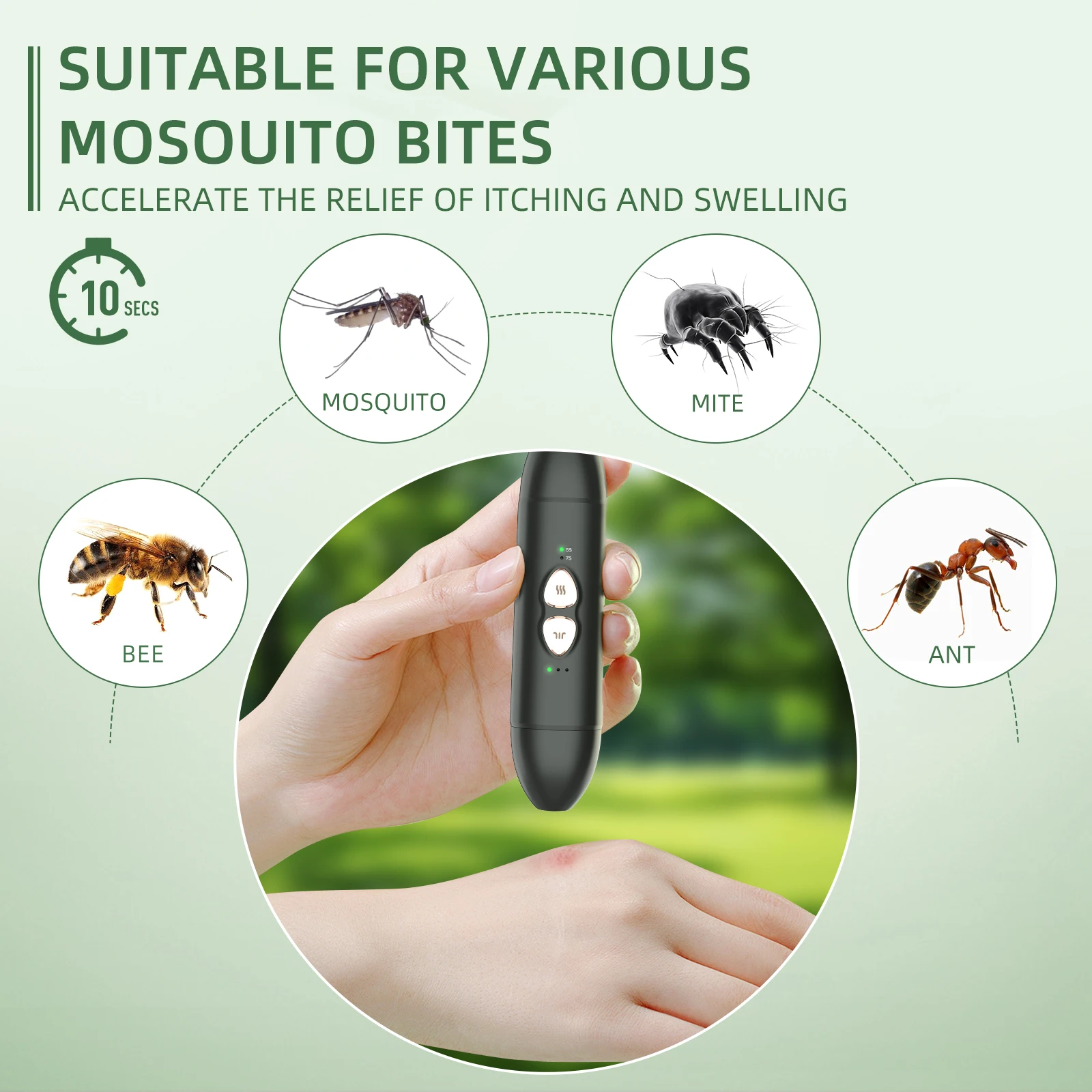 Outside Camping Electric Bite Itch Healer Temperature Heating Pen Rechargeable Safe Insect Bite Healer for Adult and Children