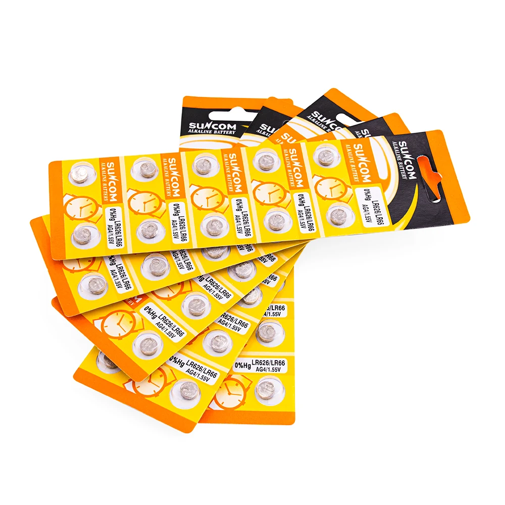 Hot Sale SUNCOM AG4 LR626 1.5V 155mAH Alkaline Button Battery For Digital Products