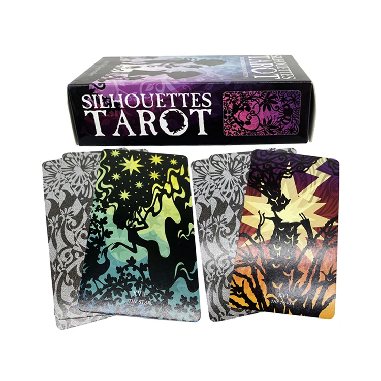custom dark style best size tarot card deck printing the limited second edition silhouettes tarot cards with guidebook
