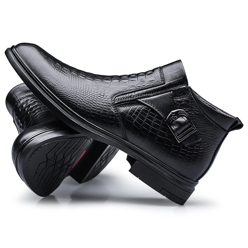 8660 high quality winter genuine leather shoes for men black chelsea boots ankle boots