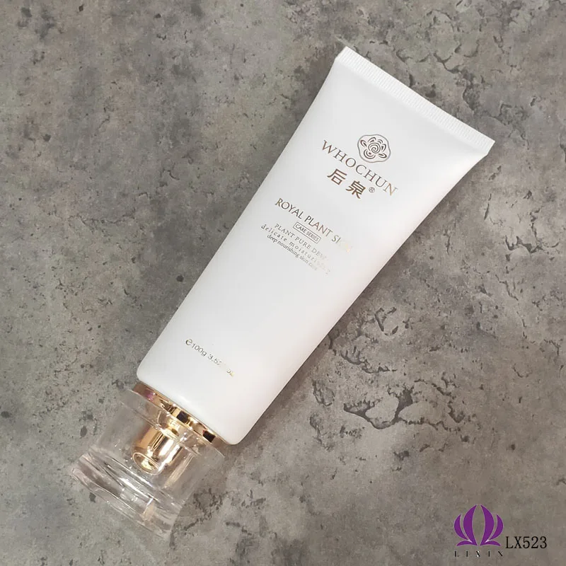 
PE empty white cosmetic packaging tubes soft plastic 100ml face wash tube Acrylic screw cap 