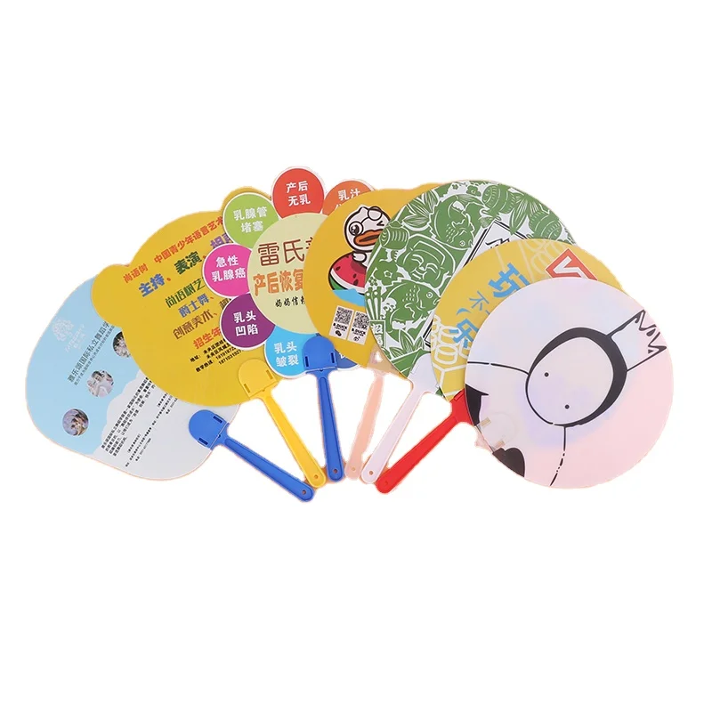 Promotional Souvenir Gifts Portable PP Handle Fan Cheap Custom Logo Printed Mini Plastic Hand Fan