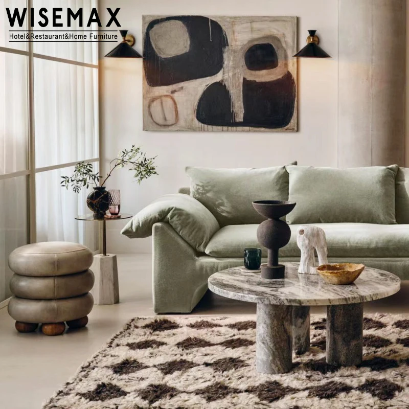 WISEMAX FURNITURE Factory Selling Green Living Room Sofas Soft Fabric Luxury Modern Sofa Set Furniture For 3 Seater