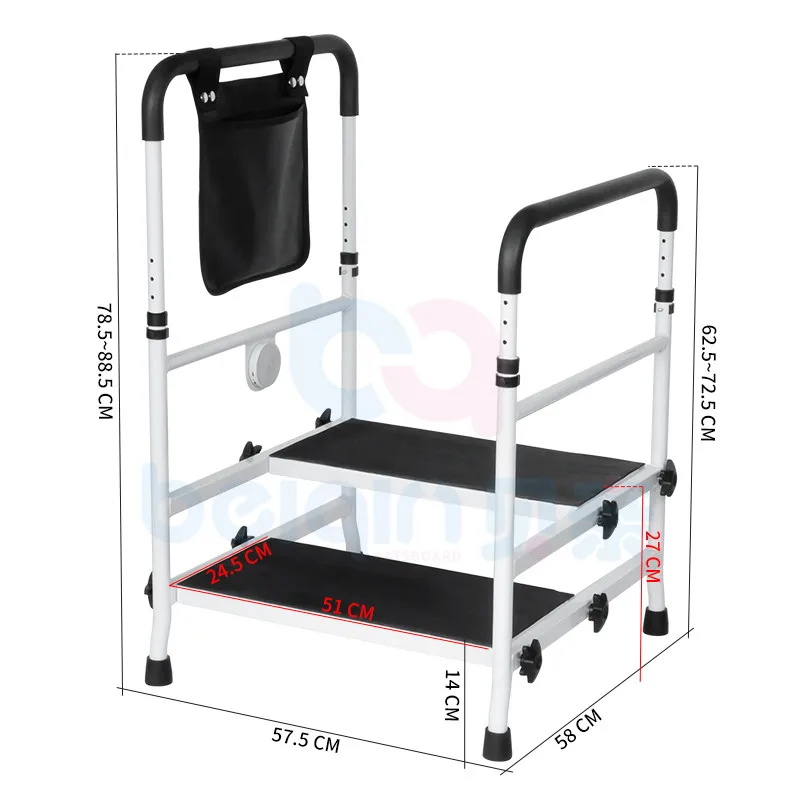 Step Stool with Handle and Non Skid Rubber Platform stainless steel Sturdy Stool with safety rails for Seniors