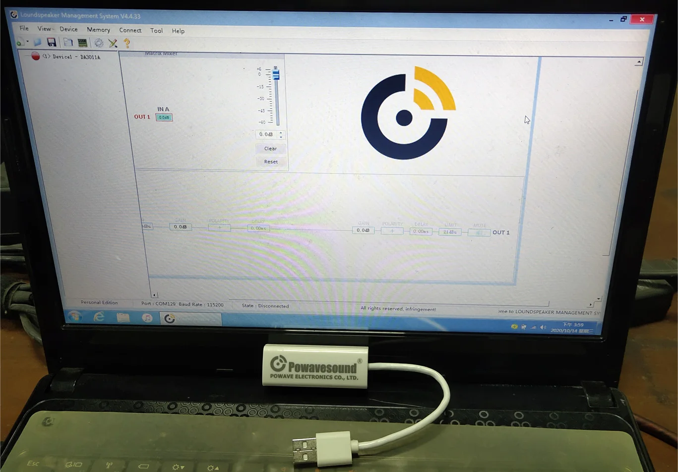 USB adapter to RS485 with FT232 chip powavesound audio processor DSP amplifier control port