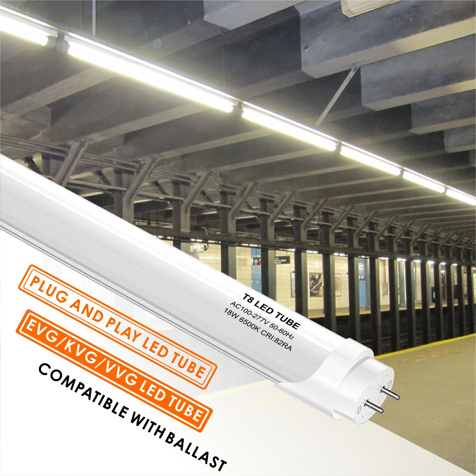 T8 G13 EVG KVG VVG  Compatible with ballasts LED Tube 24W 150cm 135lm/w  -CE/ROHS/FCC