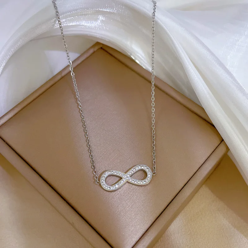 14K Gold Plated 925 Sterling Silver Infinity Pendant Fashion Jewelry Necklace Zircon Infinity Symbol Necklace