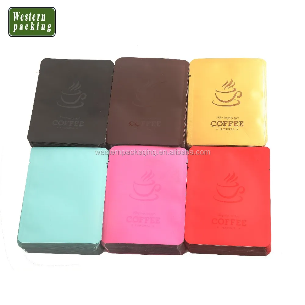 Customizable printing 3 side sealing compound drip filter hanging ear coffee filter exterior sealed pocket