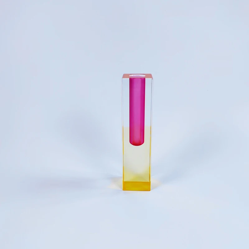 Decorative Multi Color Square Acrylic Crystal Vase Tabletop Centerpiece Acrylic Flower Vases
