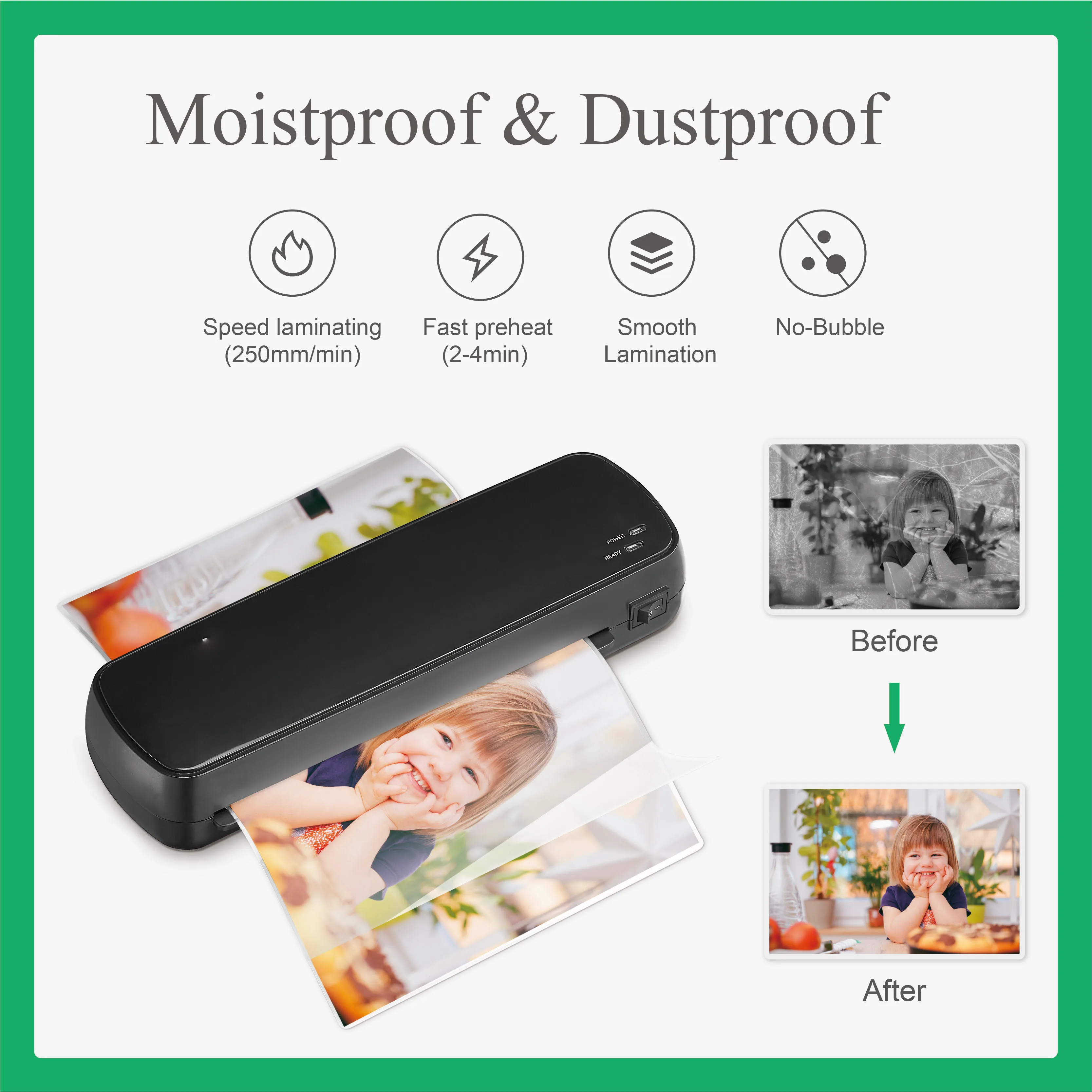 Mini hot laminator for home/office using A4 laminating machine LM2001