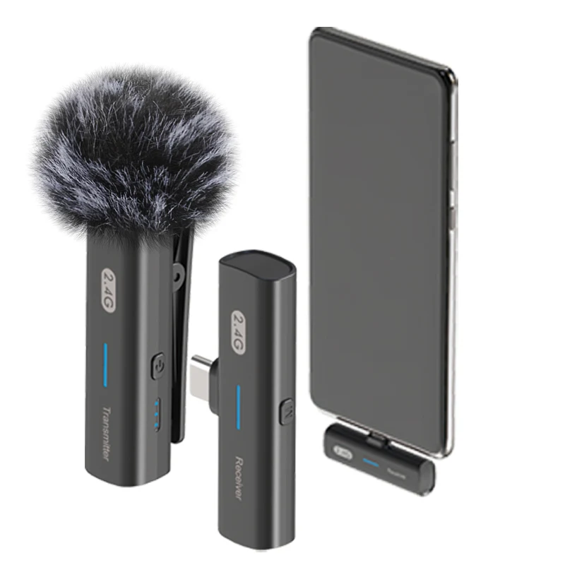2.4G Lapel Lavalier Type-c Microphone Live Clip on Mic Microfono Portable Phone