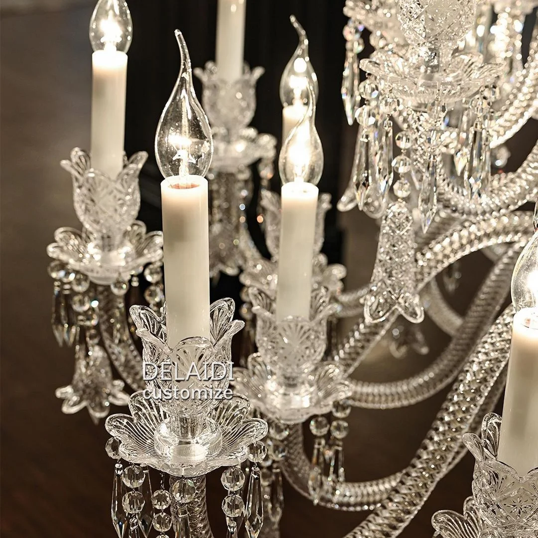 Room decor lights k9 crystal chandelier big transparent candle crystal lamp luxury wedding chandelier pendant lights
