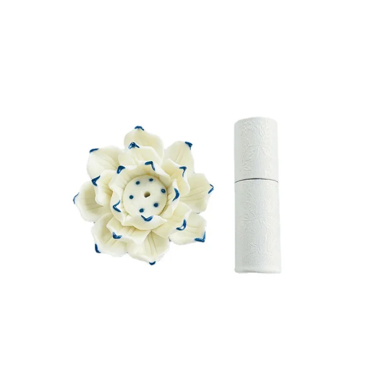 Ceramic  Home Decor Incense Stick Holder Buddhist Lotus Incense Censer Use Paper Tube Incense Stick Holder