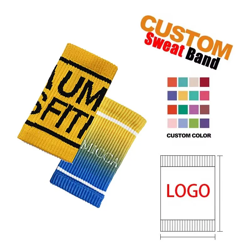 Verchoo Custom Logo Textile Cheap Soft National Country Flag Elastic Knitted Sweat Bands Athletic Exercise Sweatband Wristband
